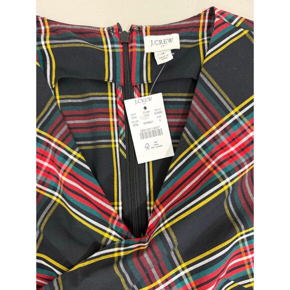 NWT J.Crew Stewart Tartan Plaid V-Neck Wrap Dress Black Sz 4 Fit & Flare Holiday - Picture 8 of 10